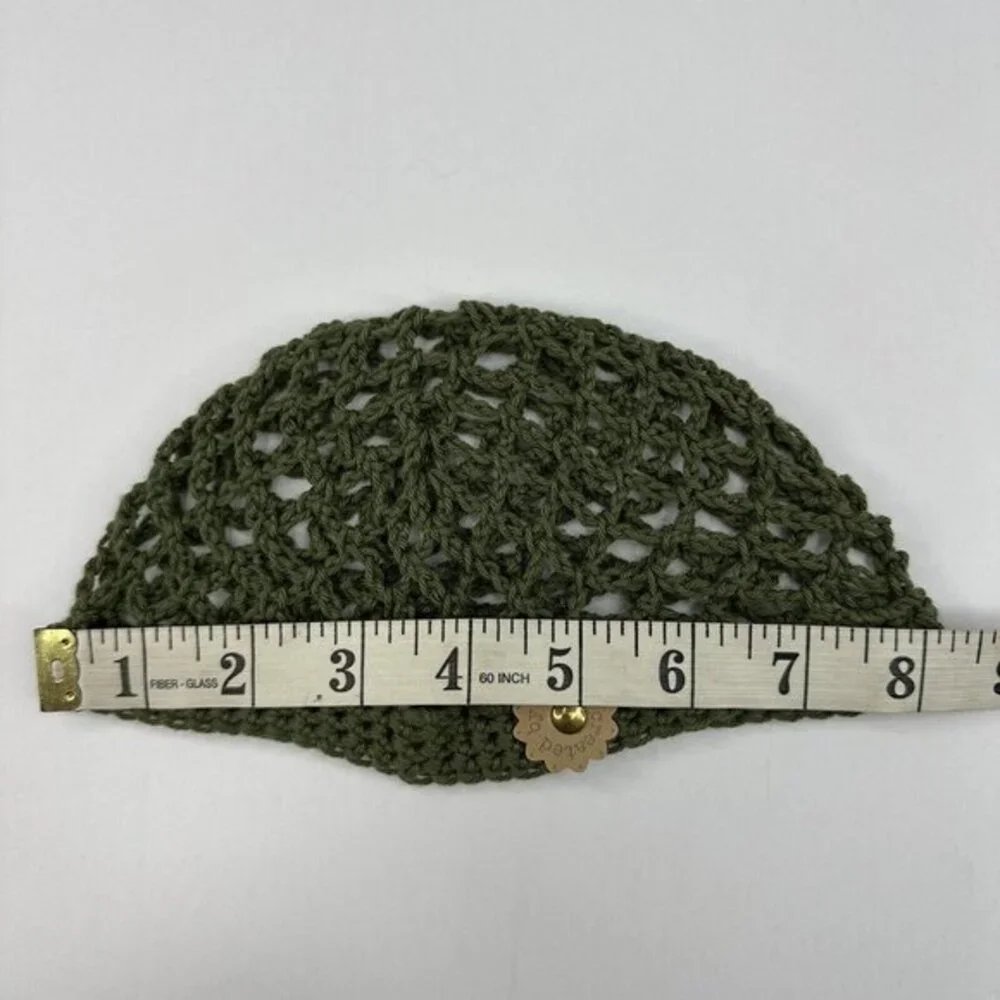 Created By Cyd Olive Green Crochet‎ Fishnet Snood Cap 100% Indian Cotton NEW